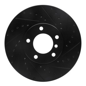 BMW 530I Brake Rotor (1) - Front Right - R1 Concepts - Drilled & Slotted - Black - `00-`03